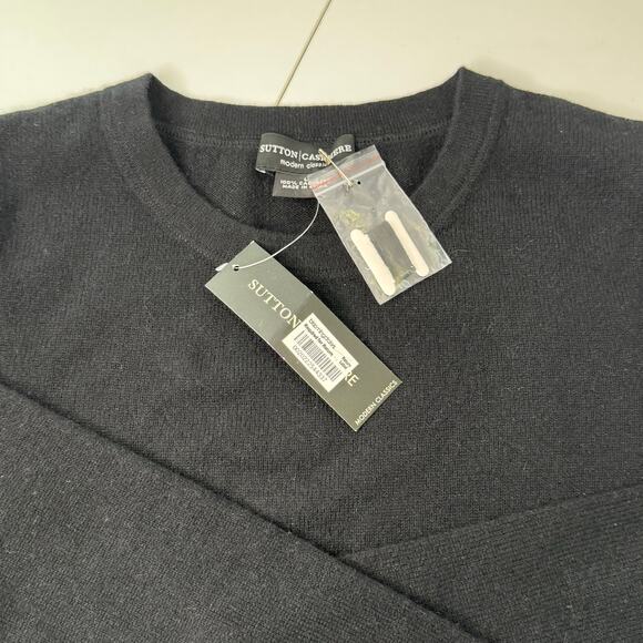 NEW Sutton Studio Black Crew Neck Sweater Womens Large 100% Cashmere - Picture 1 of 6
